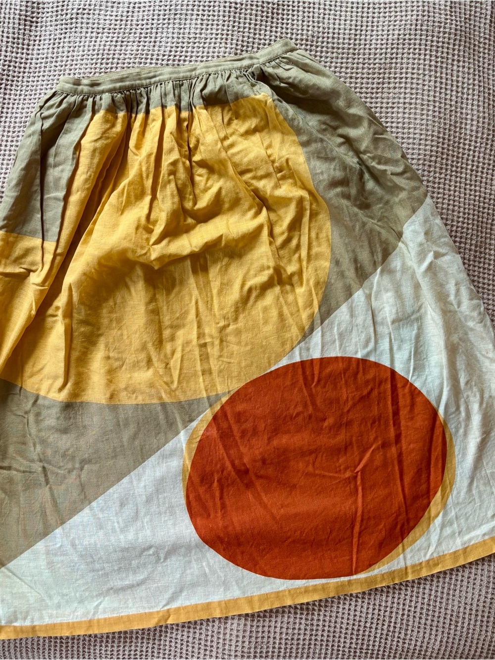 Vintage Liz Claiborne Boho Colorblock Midi Skirt in Mustard & Rust - Picture 3 of 6